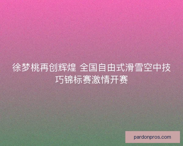 徐梦桃再创辉煌 全国自由式滑雪空中技巧锦标赛激情开赛